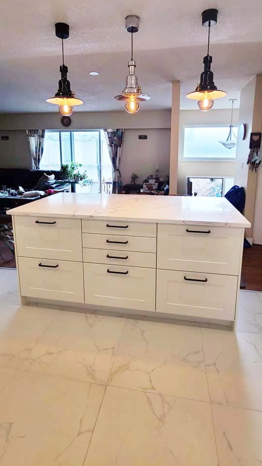 Kitchen renovation with tile backsplash and new countertops, photo 5
