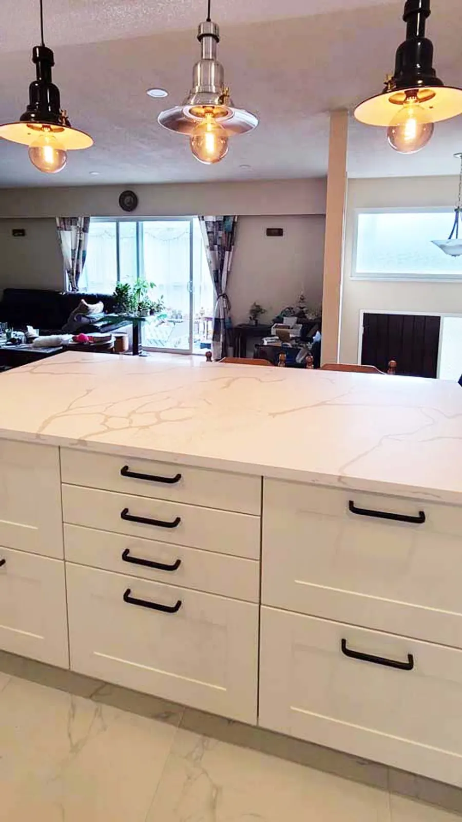 Kitchen renovation with tile backsplash and new countertops, photo 8